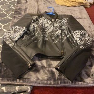 Black marble colored motorcycle jacket